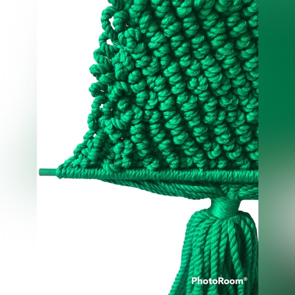 Vintage Macrame Green Large Christmas Tree Boho Decor Wall Hanging MCM - Picture 3 of 7